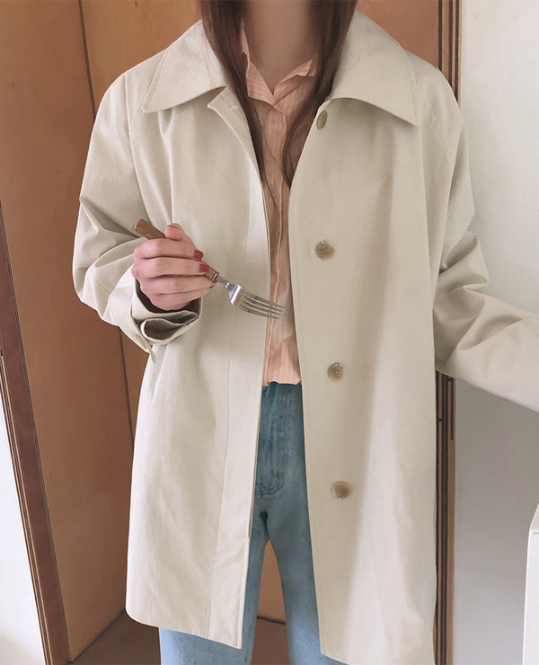 나비드 하프 트렌치 coat (크림/네이비)